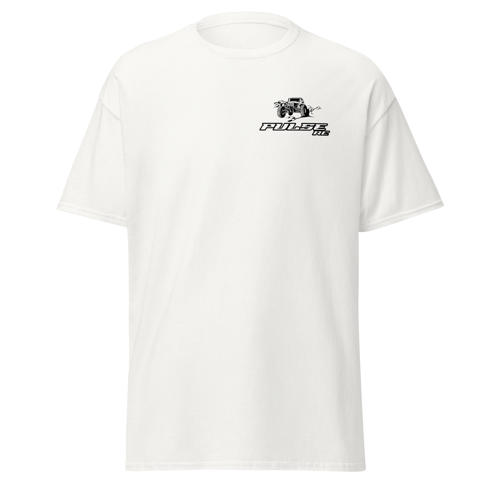 "Pulse RC T-Shirt for RC Racing Enthusiasts – White Tee Showcasing Passion for Remote Control Cars and Off-Road Racing"