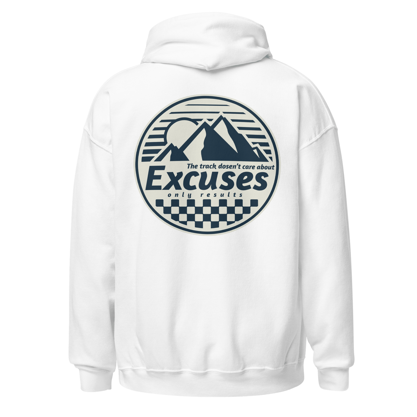 "No Excuses Pulse RC Hoodie with Bold Racing Design for RC Enthusiasts"