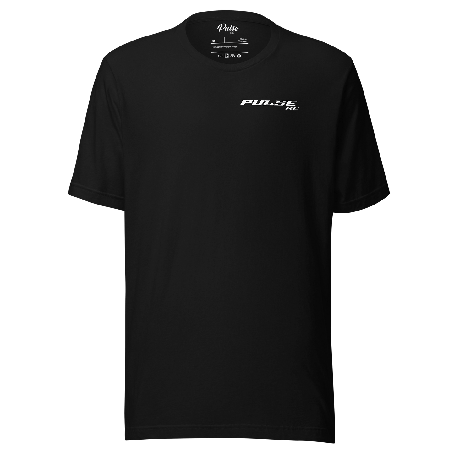 Black "No Excuses - Pulse RC" T-Shirt for RC Racing Enthusiasts, Performance Clothing for Remote Control Car Hobbyists