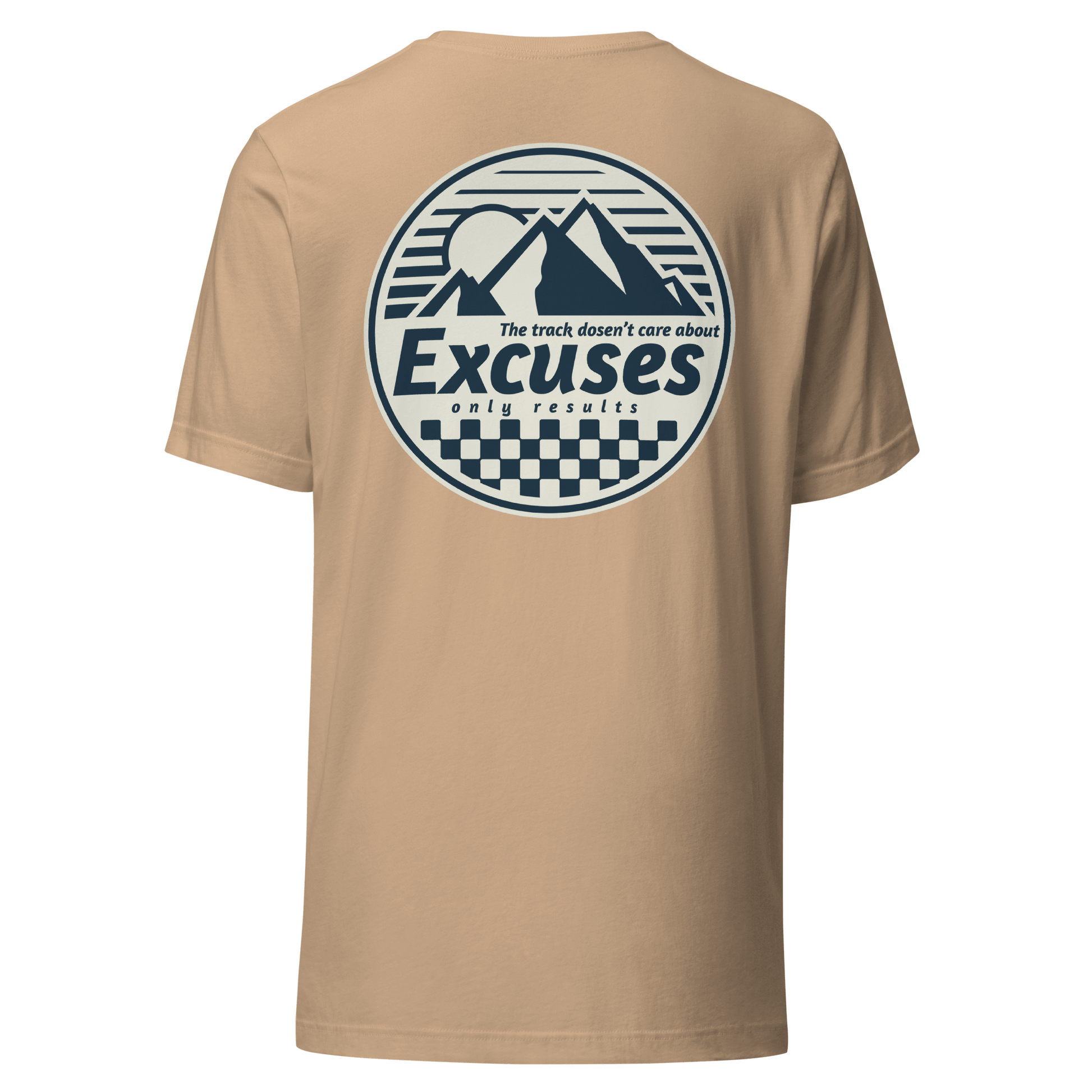 No Excuses Pulse RC T-Shirt featuring racing-inspired design and motivational slogan for RC racing enthusiasts and hobby gear lovers.